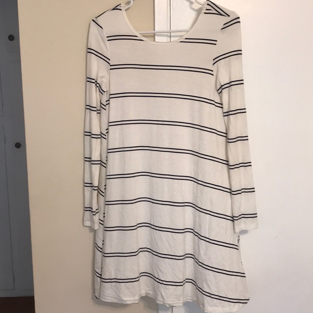 OLivaceous Striped Low back mini dress